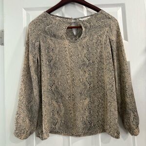 Charlies Tan Boxy 3/4 Sleeve Blouse
